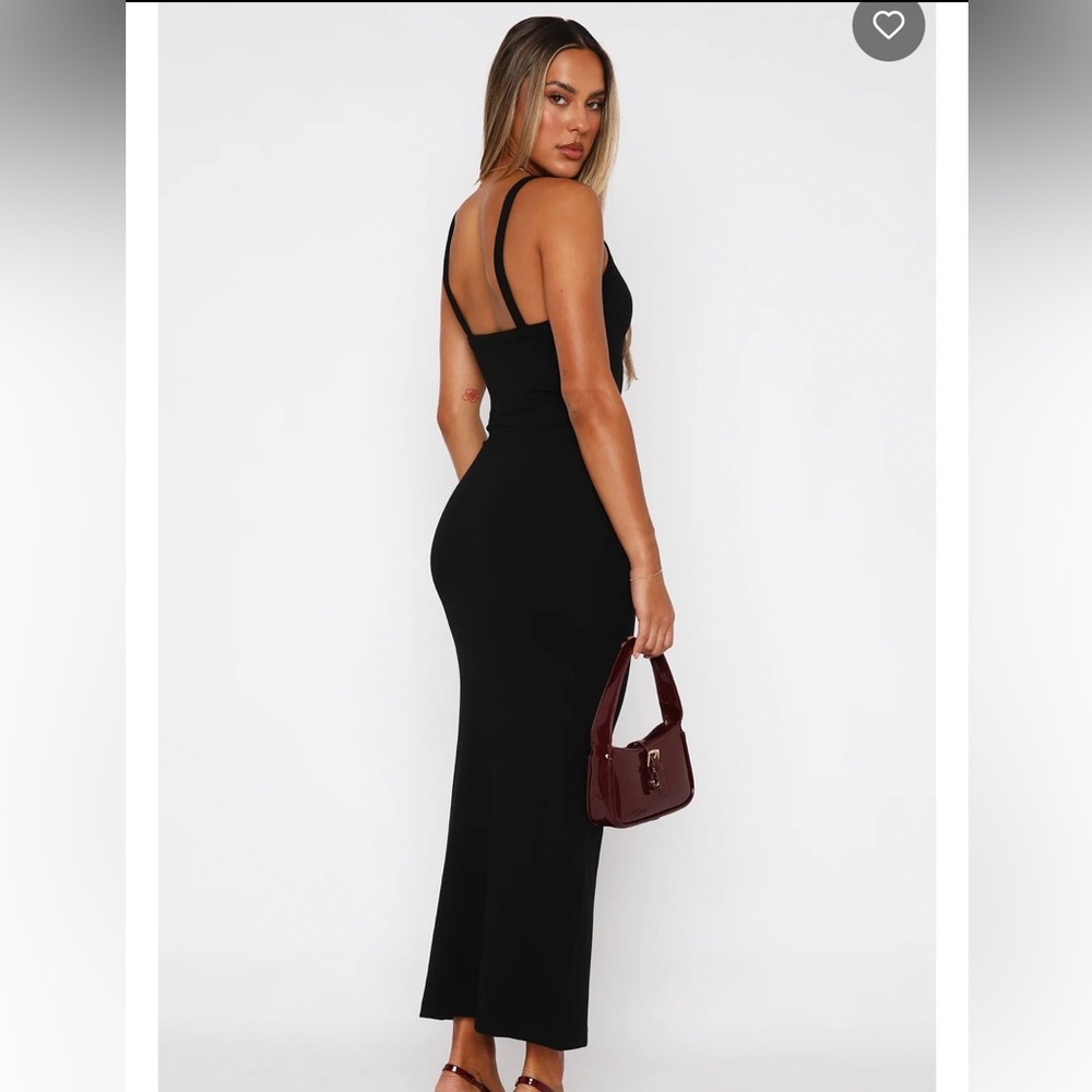 NWT White Fox Black Ribbed Maxi Dress - Picture 2 of 3